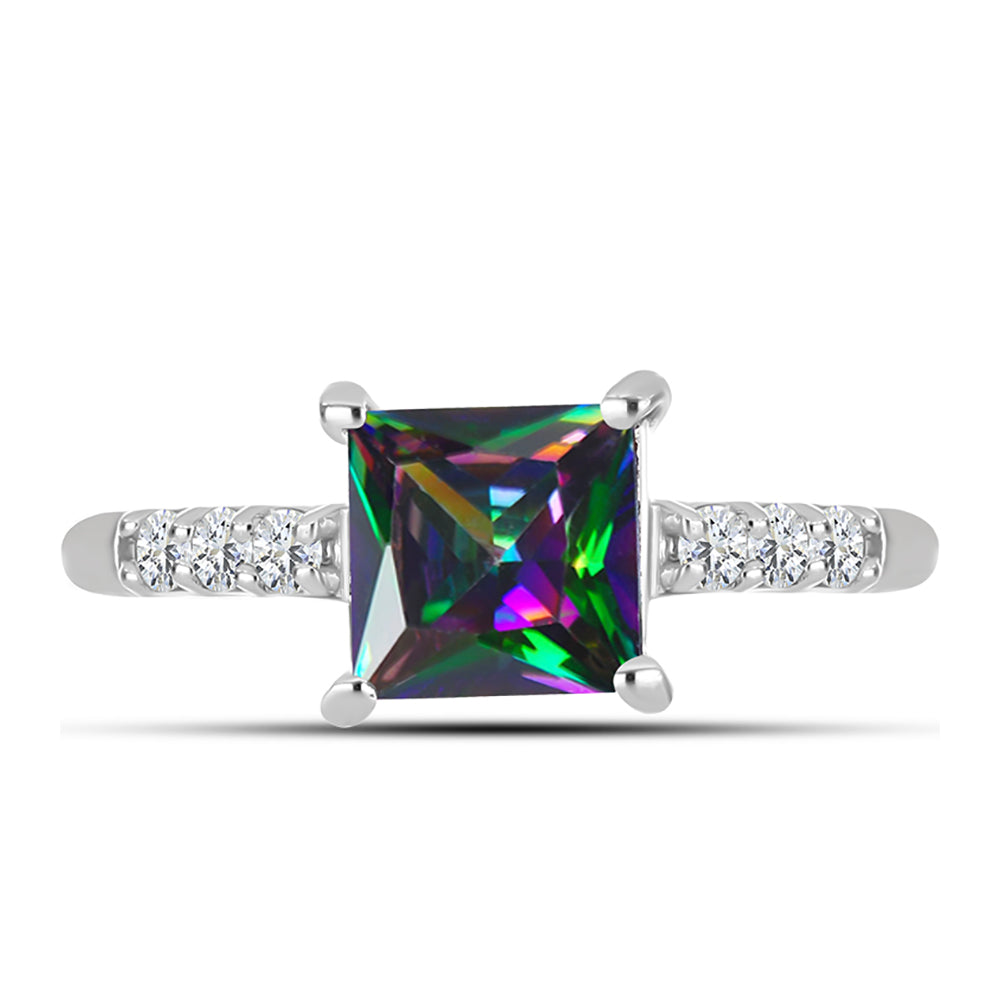 Anillo de Plata con Topacio Místico y Topacio Blanco