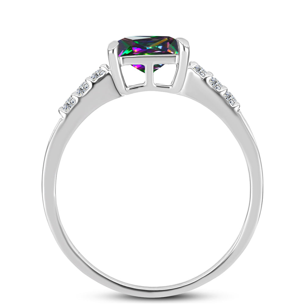 Anillo de Plata con Topacio Místico y Topacio Blanco
