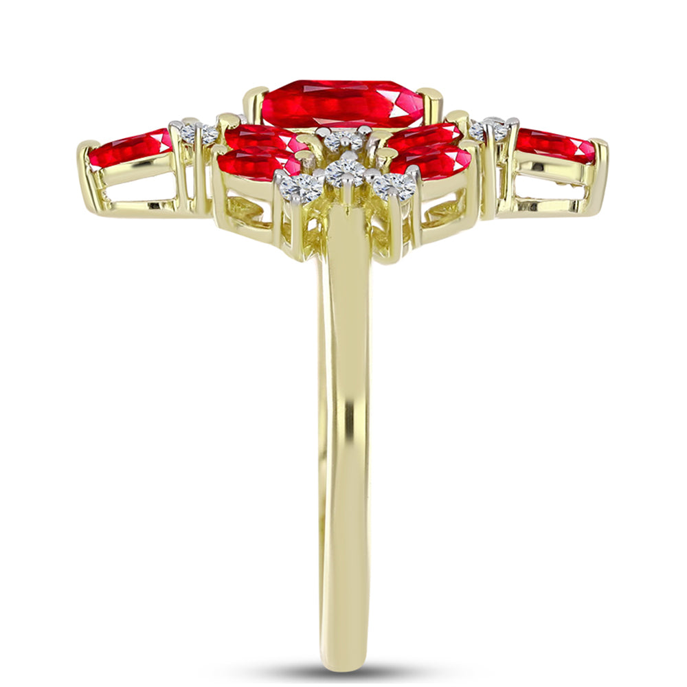 Anillo de Plata Bañada en Oro con Ágata Roja 4 