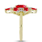 Anillo de Plata Bañada en Oro con Ágata Roja