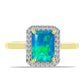 Anillo de Plata Bañada en Oro con Ópalo Azul Paraiba de Etiopía y Topacio Blanco
