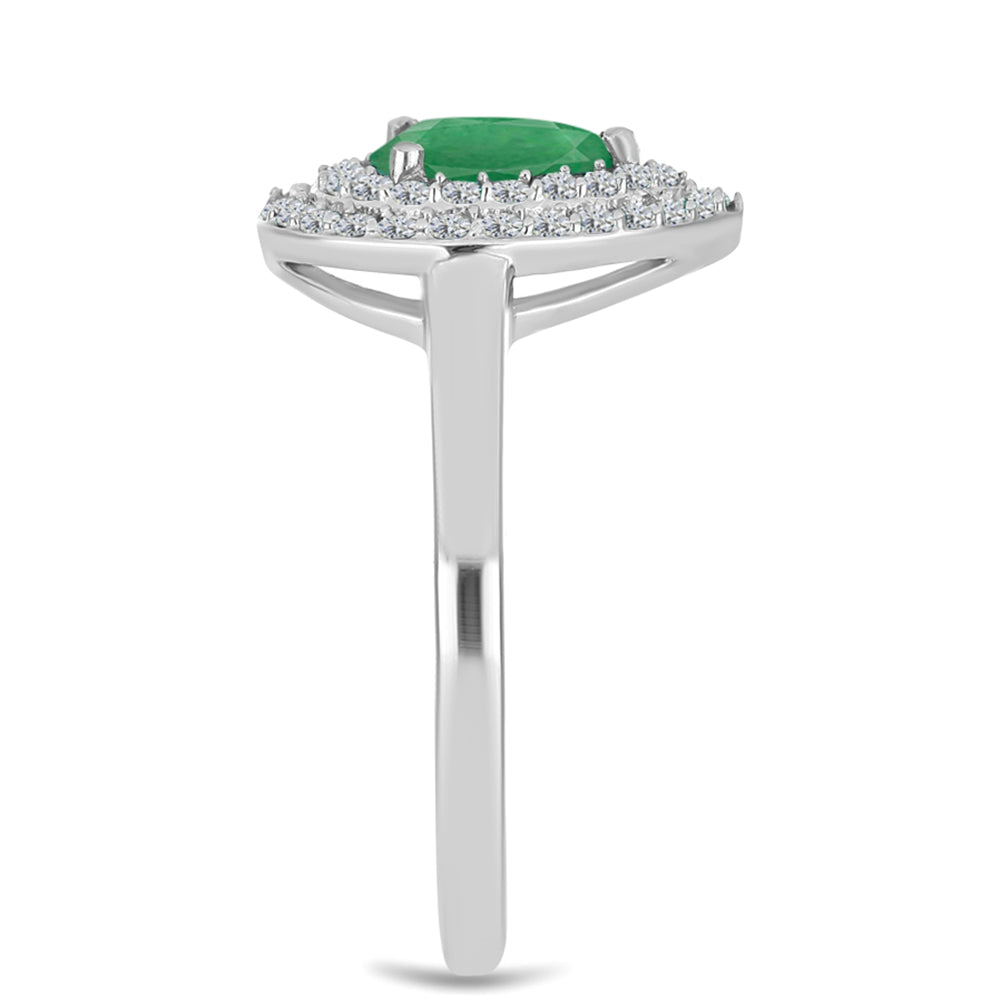Anillo de Plata con Esmeralda de Brasil y Topacio Blanco 4 