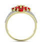 Anillo de Plata Bañada en Oro con Ágata Roja y Topacio Blanco