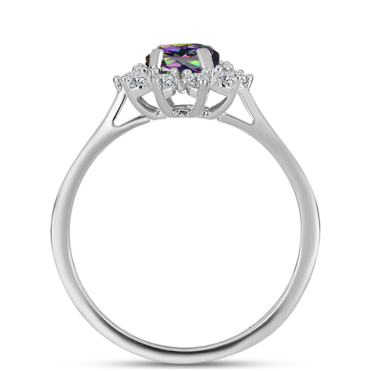 Anillo de Plata con Topacio Místico y Topacio Blanco