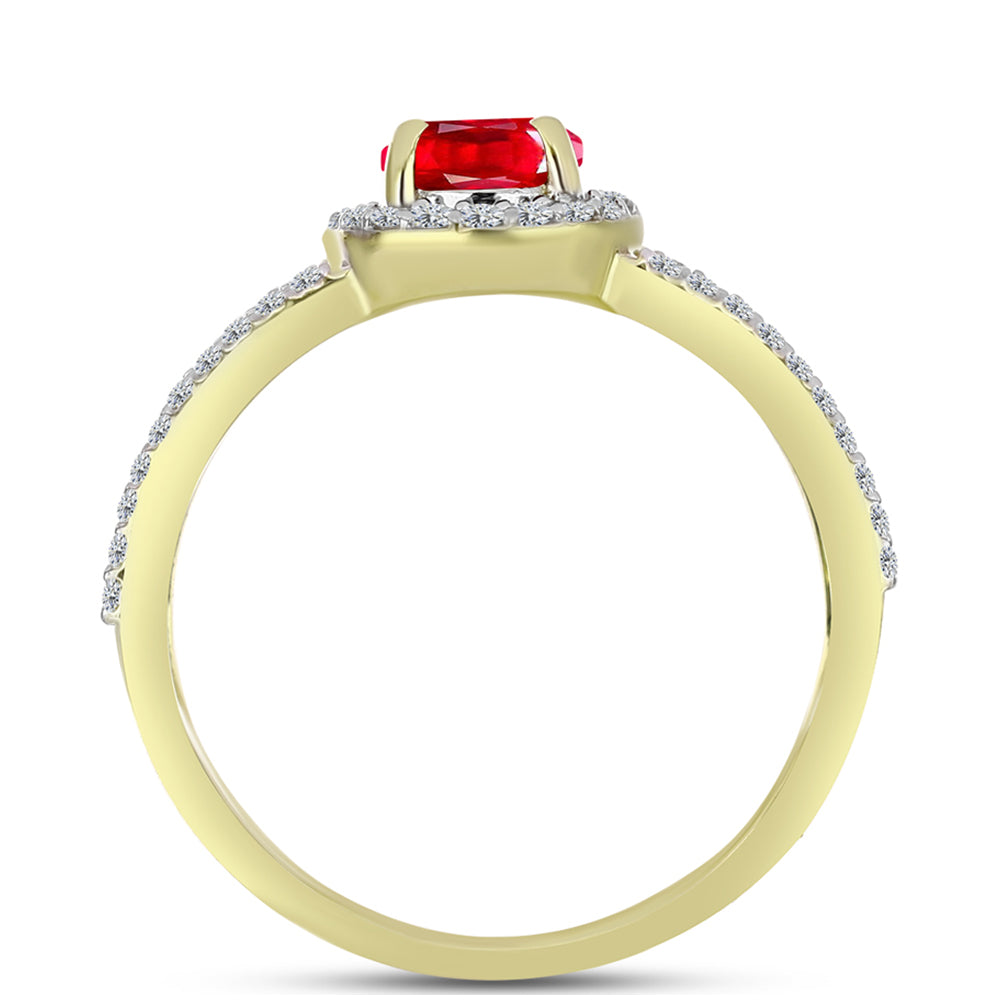 Anillo de Plata Bañada en Oro con Ágata Roja y Topacio Blanco 2 