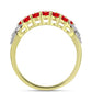Anillo de Plata Bañada en Oro con Ágata Roja y Topacio Blanco