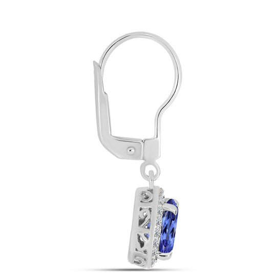 Pendientes de Plata con Tanzanita y Topacio Blanco