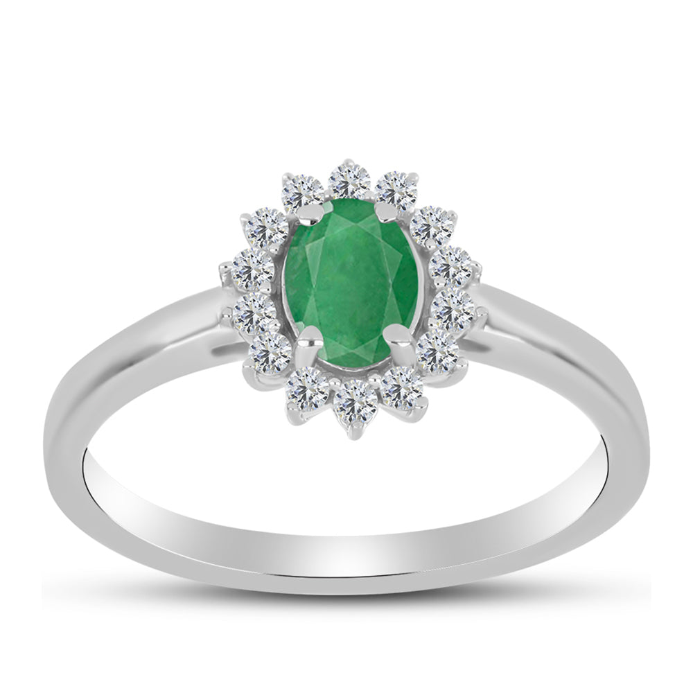 Anillo de Plata con Esmeralda de Brasil y Topacio Blanco 3 