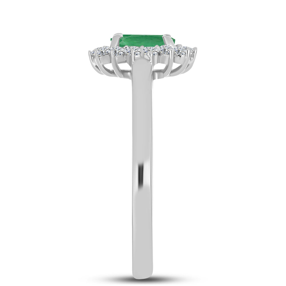 Anillo de Plata con Esmeralda de Brasil y Topacio Blanco 4 