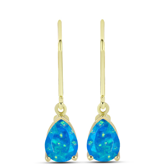 Pendientes de Plata Bañada en Oro con Ópalo Azul Paraiba de Etiopía
