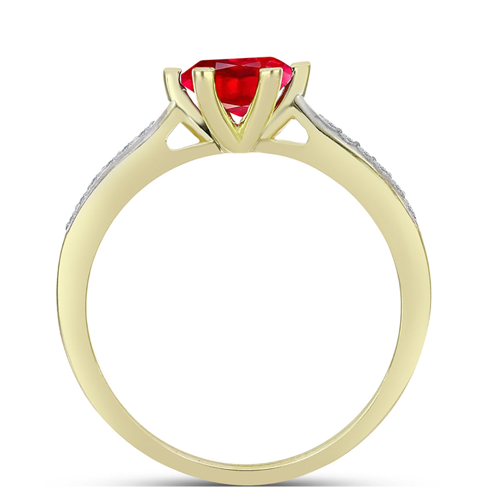 Anillo de Plata Bañada en Oro con Ágata Roja y Topacio Blanco 2 