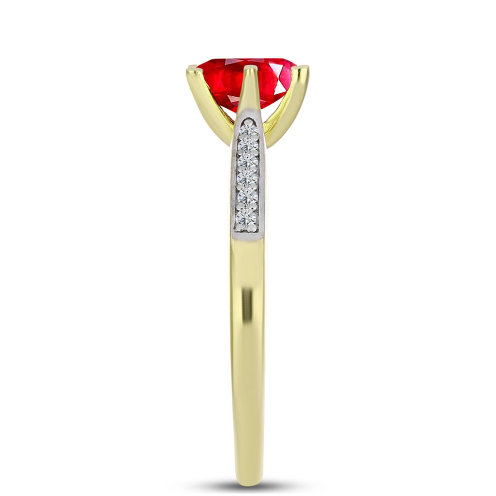 Anillo de Plata Bañada en Oro con Ágata Roja y Topacio Blanco 4 