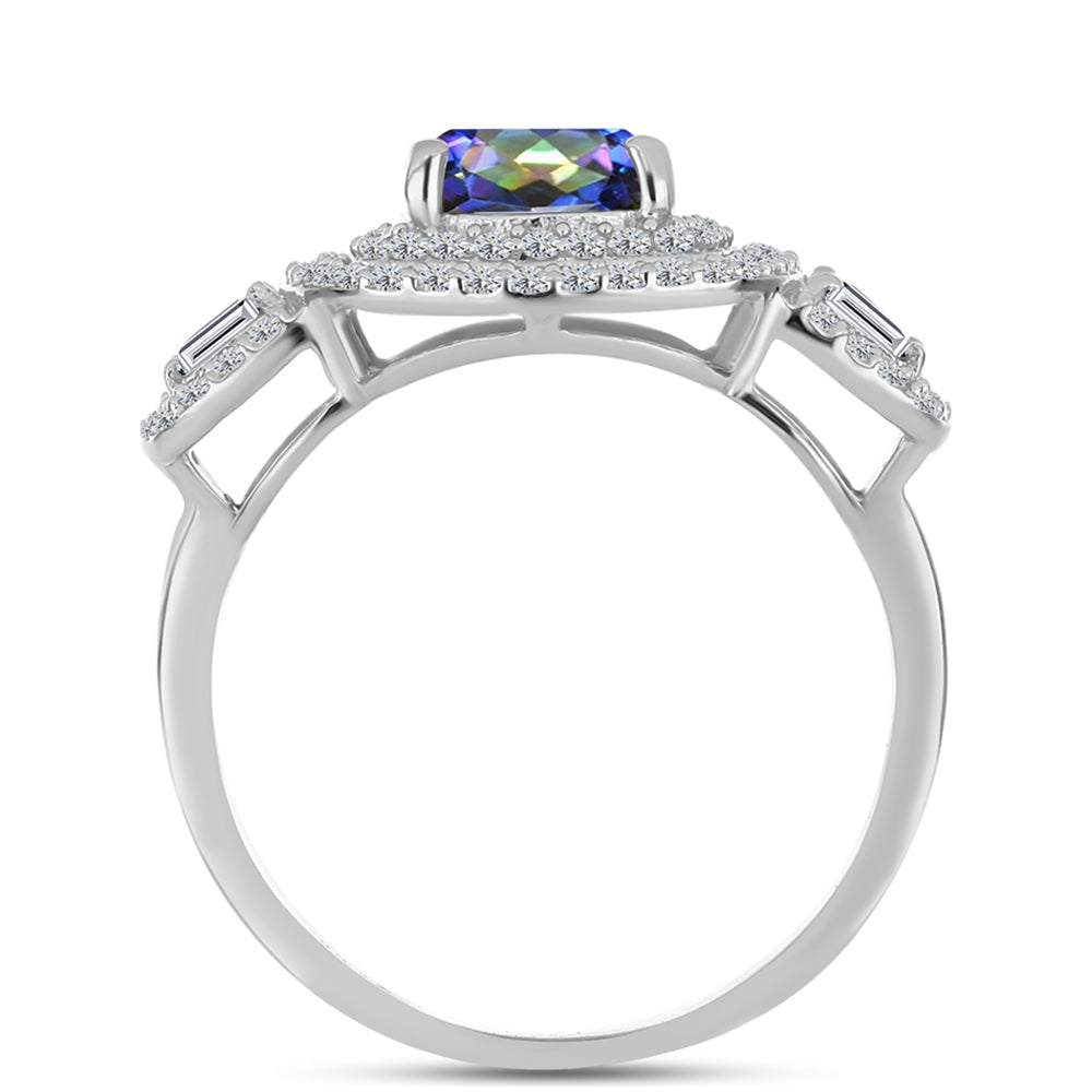 Anillo de Plata con Topacio Místico y Zircón Blanco