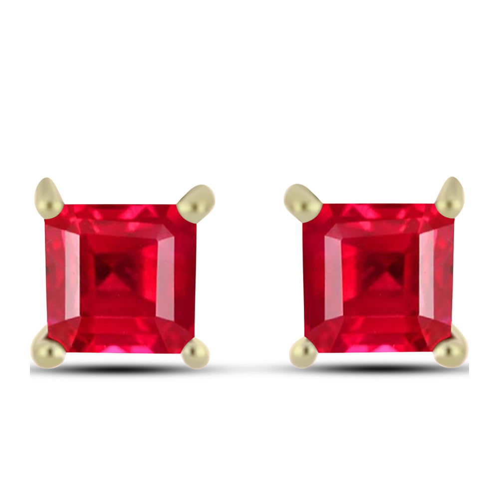 Pendientes de Plata Bañada en Oro con Ágata Roja