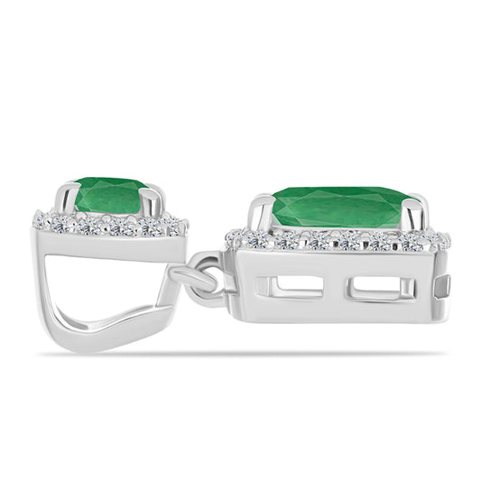 Colgante de Plata con Esmeralda de Brasil y Topacio Blanco