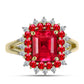 Anillo de Plata Bañada en Oro con Ágata Roja y Topacio Blanco