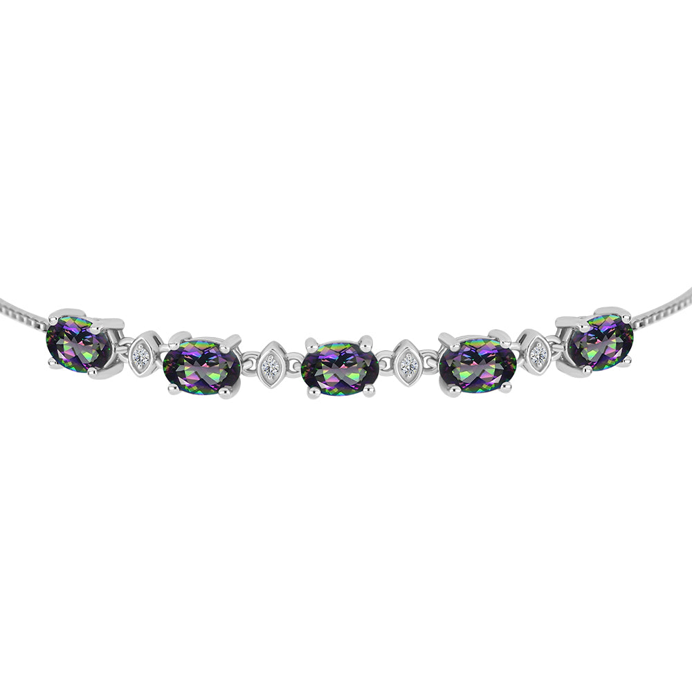 Pulsera de Plata con Topacio Místico y Topacio Blanco 2 