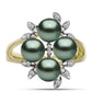 Anillo de Plata Bañada en Oro con Perla de río Tahiti verde ilusión y Topacio Blanco