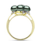 Anillo de Plata Bañada en Oro con Perla de río Tahiti verde ilusión y Topacio Blanco