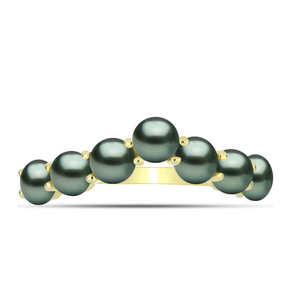 Anillo de Plata Bañada en Oro con Perla de río Tahiti verde ilusión 1 