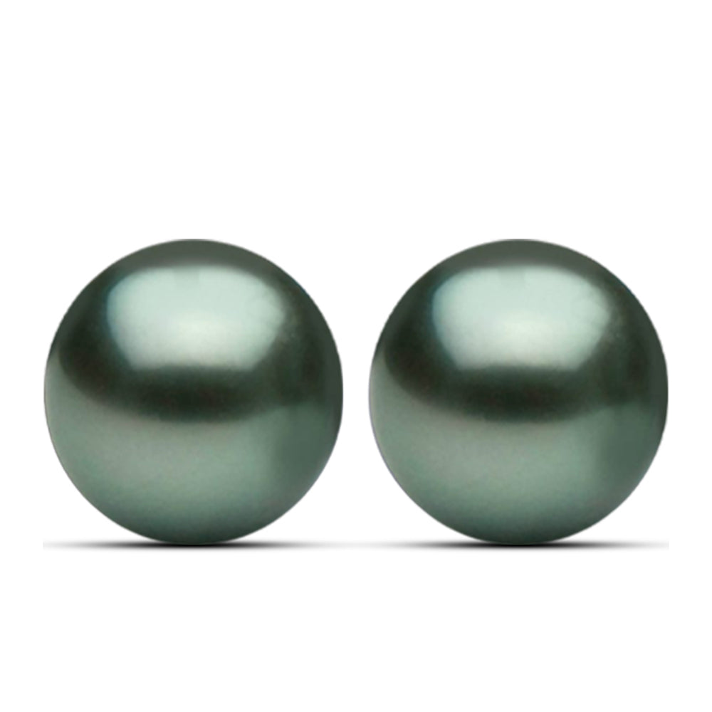 Pendientes de Plata Bañada en Oro con Perla de río Tahiti verde ilusión 1 