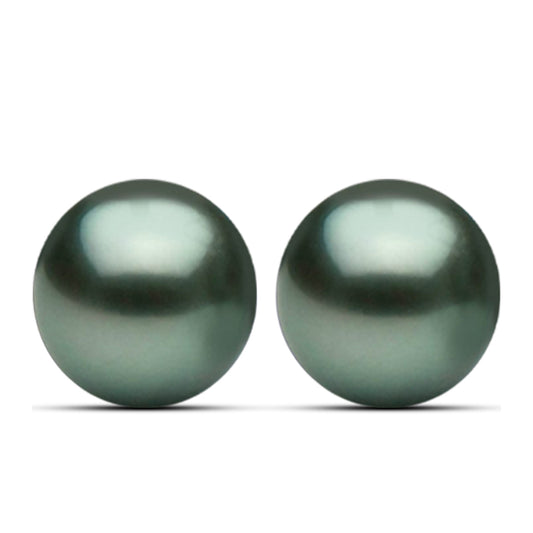 Pendientes de Plata Bañada en Oro con Perla de río Tahiti verde ilusión