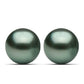 Pendientes de Plata Bañada en Oro con Perla de río Tahiti verde ilusión