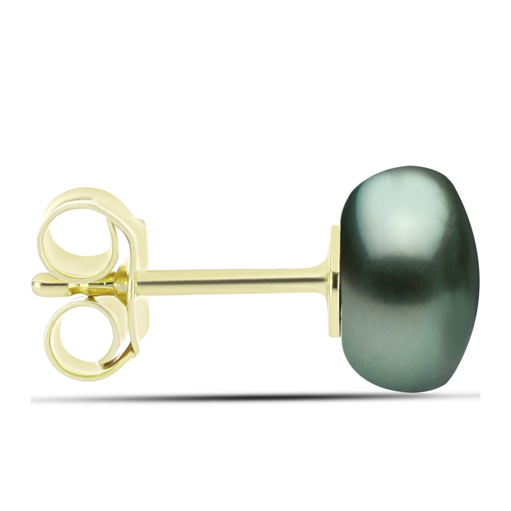 Pendientes de Plata Bañada en Oro con Perla de río Tahiti verde ilusión 2 