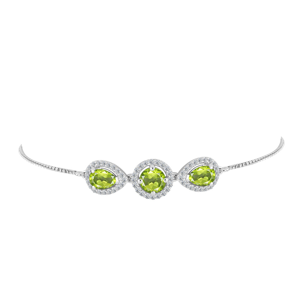 Pulsera de Plata con Peridoto de Changbai y Topacio Blanco 2 