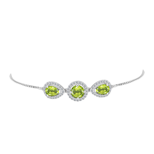 Pulsera de Plata con Peridoto de Changbai y Topacio Blanco