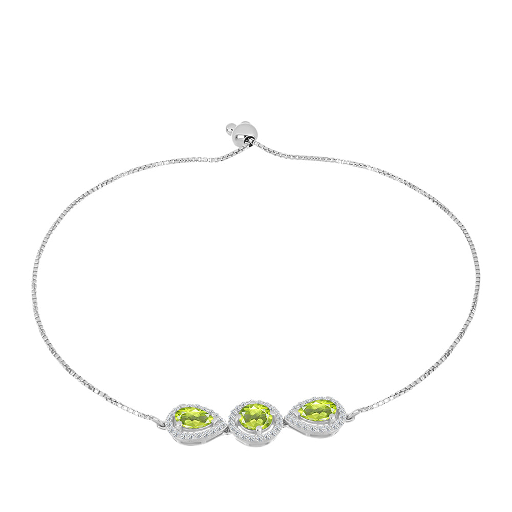 Pulsera de Plata con Peridoto de Changbai y Topacio Blanco