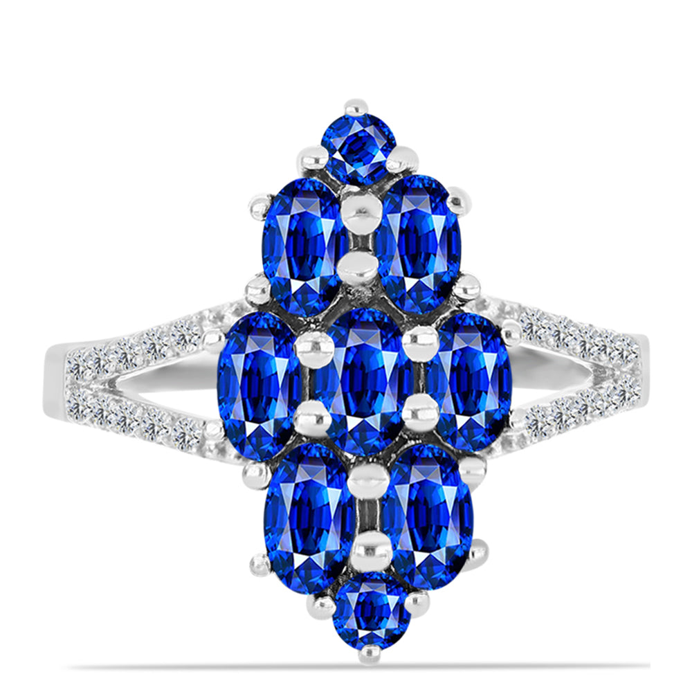 Anillo de Plata con Zafiro Azul Australiano y Topacio Blanco 1 