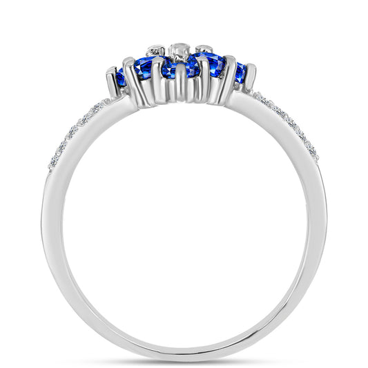 Anillo de Plata con Zafiro Azul Australiano y Topacio Blanco
