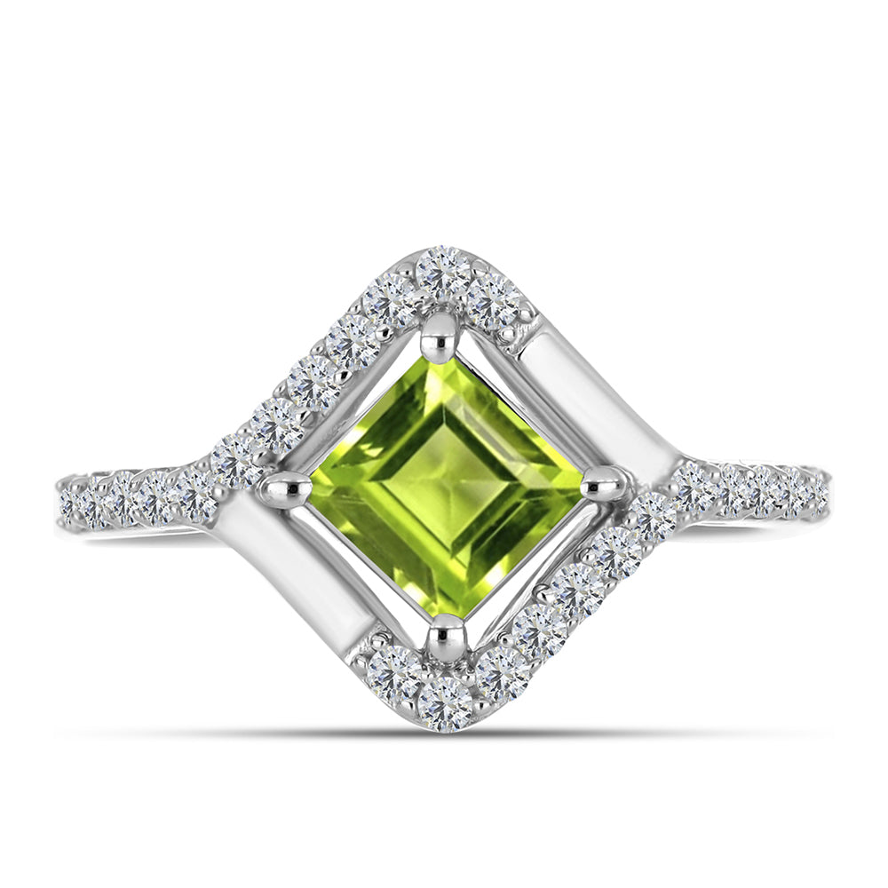 Anillo de Plata con Peridoto de Changbai y Topacio Blanco 1 