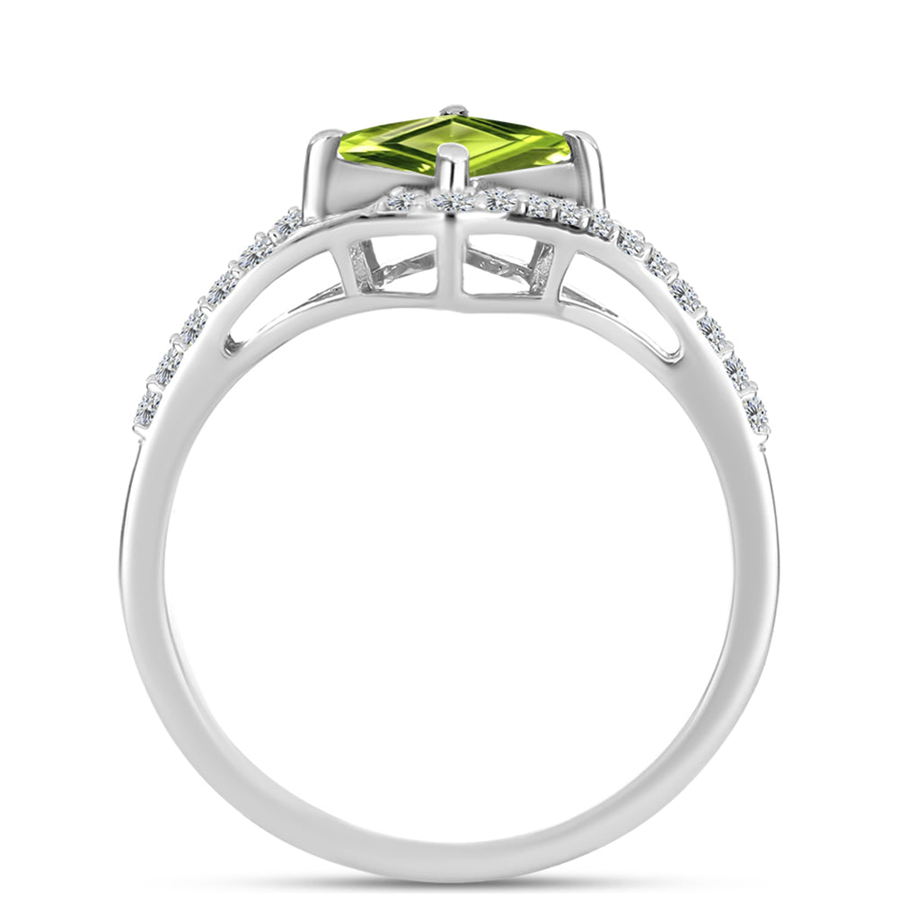 Anillo de Plata con Peridoto de Changbai y Topacio Blanco