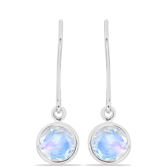 Conjunto de Plata con Peridoto de Changbai y Piedra Lunar Arco Iris ( Pendientes )
