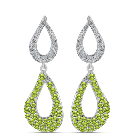 Pendientes de Plata con Peridoto de Changbai y Topacio Blanco
