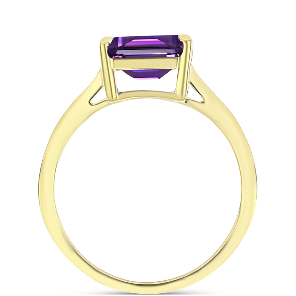 Anillo de Plata Bañada en Oro con Amatista de Marruecos