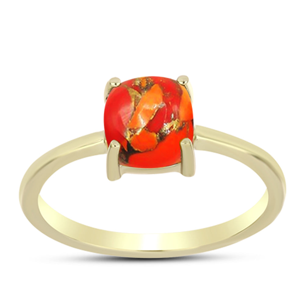 Anillo de Plata Bañada en Oro con Turquesa de Mohave 3 