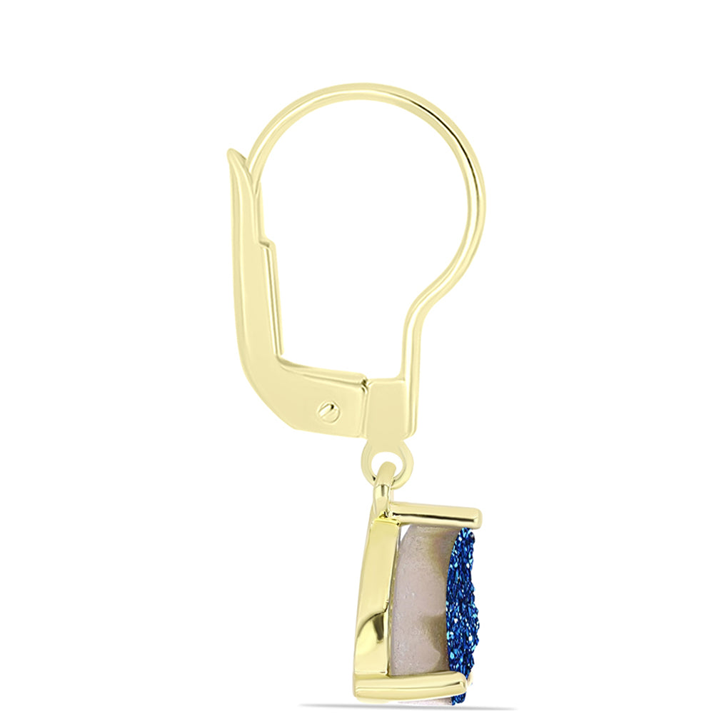 Pendientes de Plata Bañada en Oro con Drusa Azul 2 