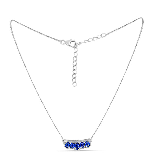 Collar de Plata con Zafiro Azul Australiano y Topacio Blanco