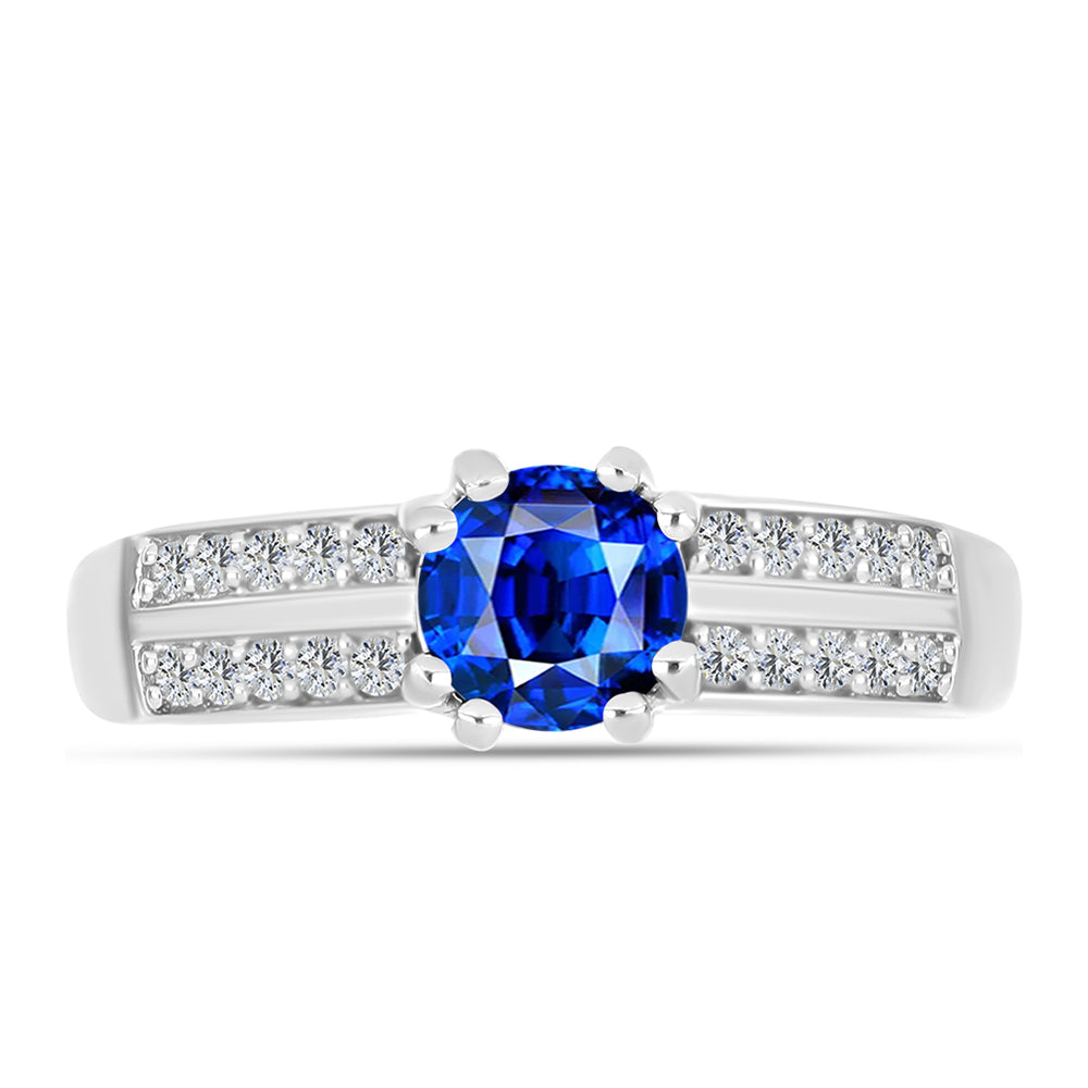 Anillo de Plata con Zafiro Azul Australiano y Topacio Blanco 1 