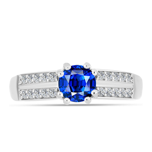 Anillo de Plata con Zafiro Azul Australiano y Topacio Blanco