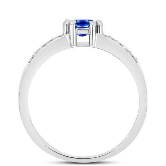 Anillo de Plata con Zafiro Azul Australiano y Topacio Blanco