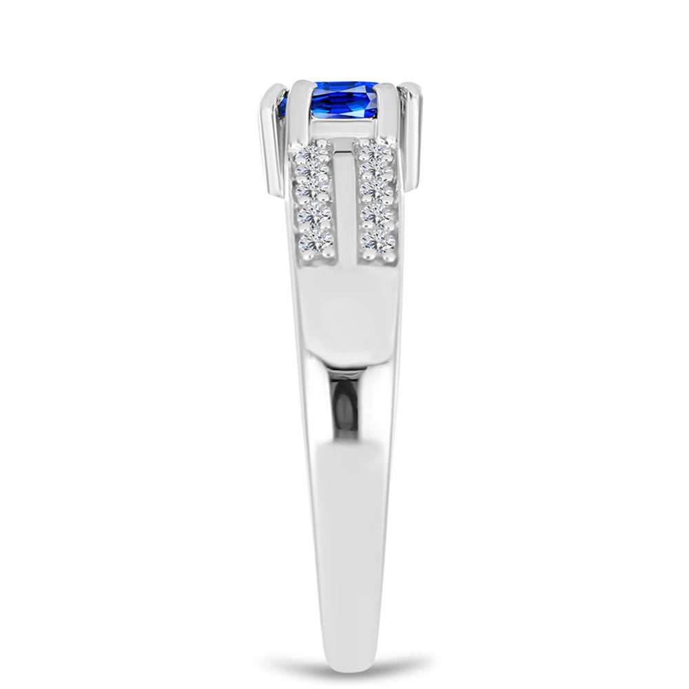 Anillo de Plata con Zafiro Azul Australiano y Topacio Blanco
