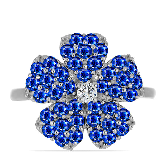 Anillo de Plata con Zafiro Azul Australiano y Topacio Blanco