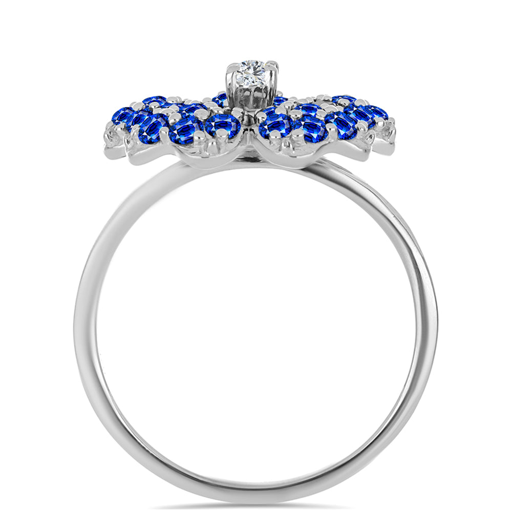 Anillo de Plata con Zafiro Azul Australiano y Topacio Blanco 2 