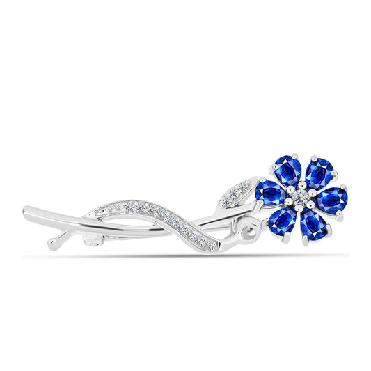 Broche de Plata con Zafiro Azul Australiano y Topacio Blanco