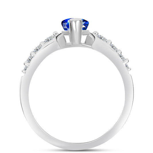Anillo de Plata con Zafiro Azul Australiano y Topacio Blanco