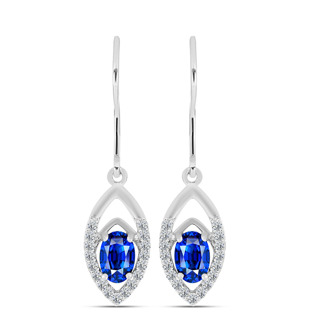 Pendientes de Plata con Zafiro Azul Australiano y Topacio Blanco 1 